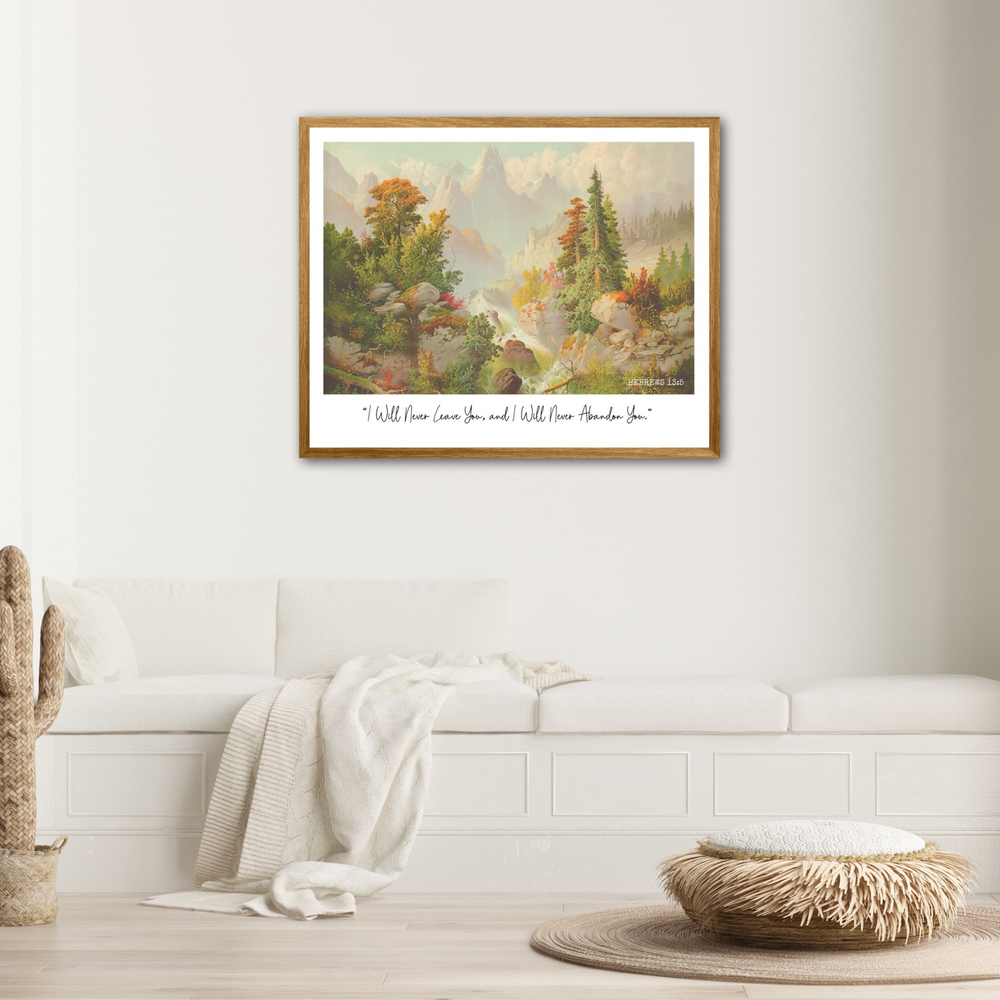 I Will Never Abandon You | Hebrews 13:5 | JW Wall Art | Vintage Landscape