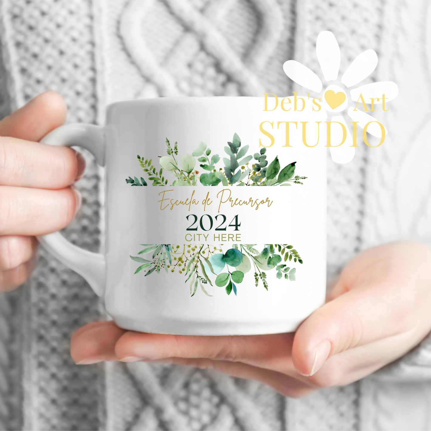 Spanish, Pioneer School Mug Design - Editable | JW Pioneer Gift | Leaf