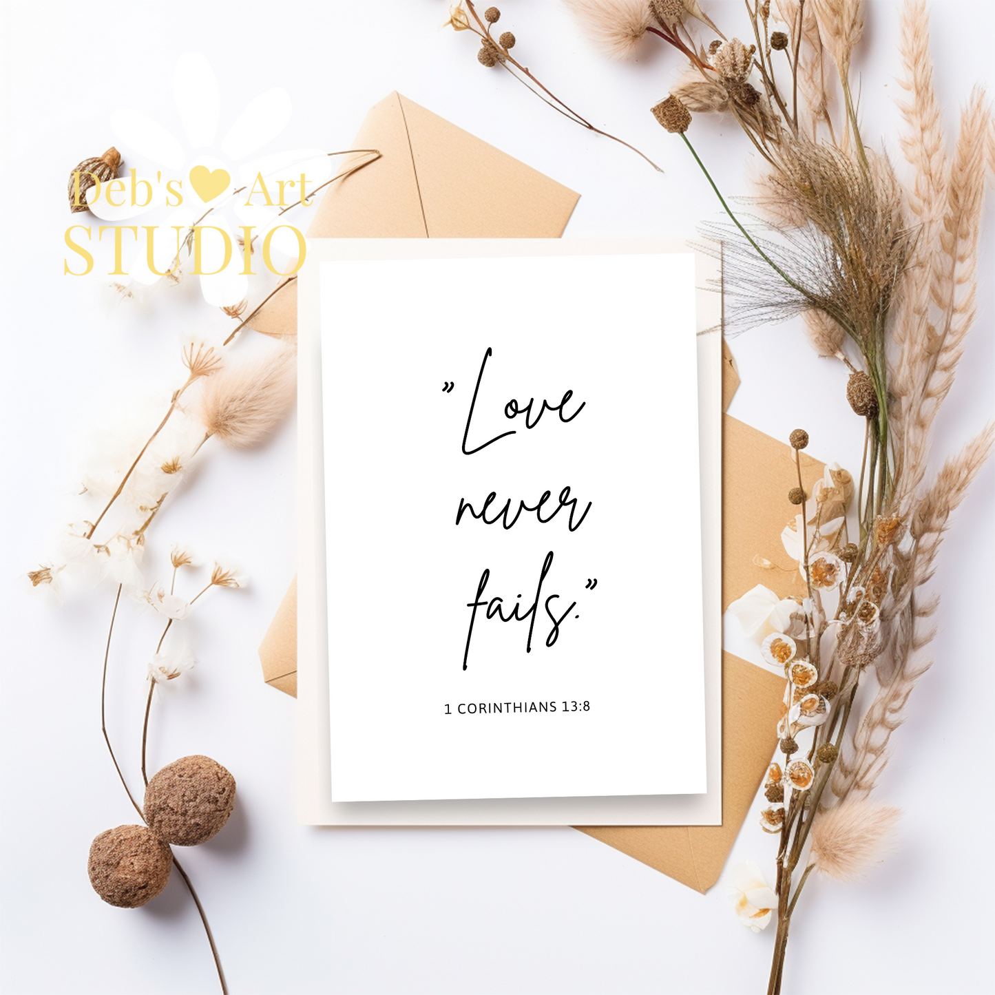 Love Never Fails, Bible Verse Wall Art | 1 Corinthians 13:8 | JW Gift