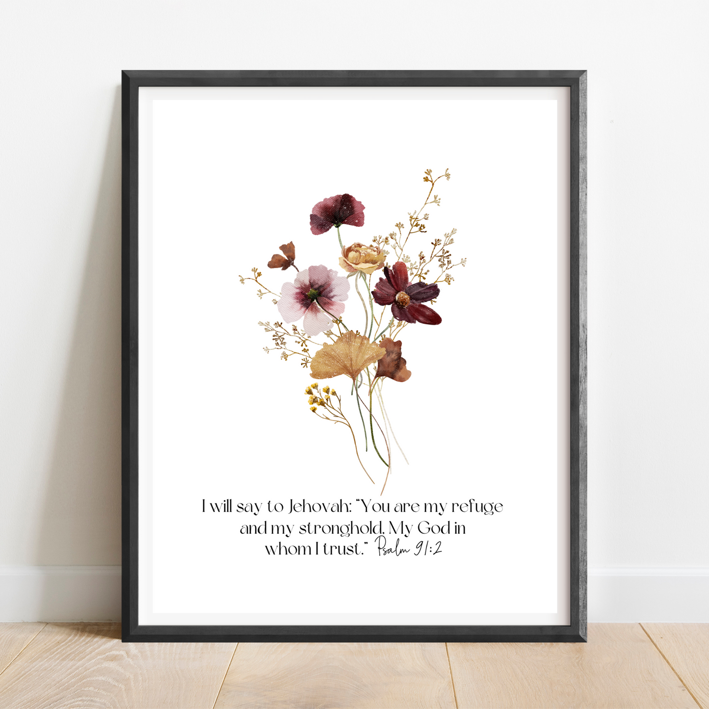 Psalm 91 Bible Verse Wall Art | Botanical Wall Art | Set of 3 Prints