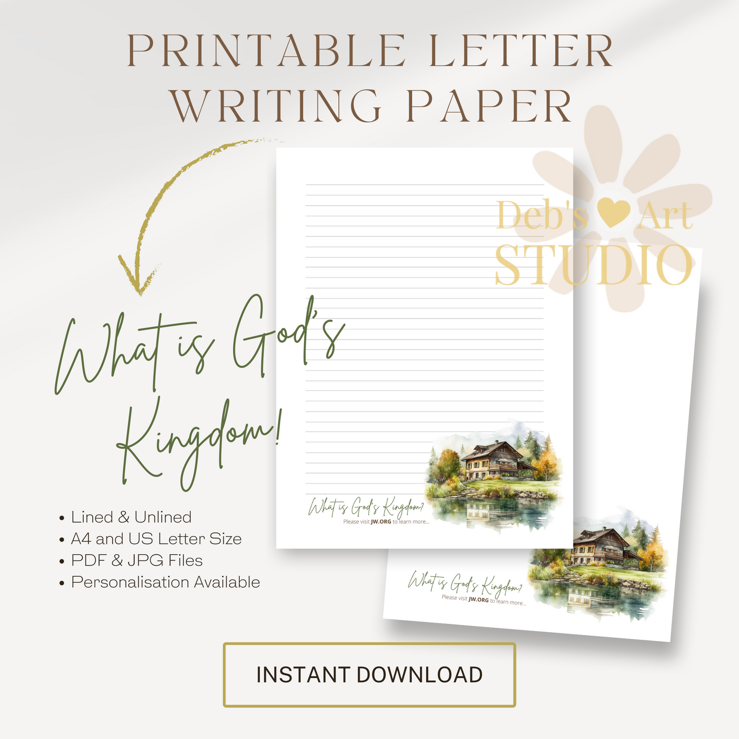 God's Kingdom Letter Writing Paper | JW Letterhead | Mountain landscapes