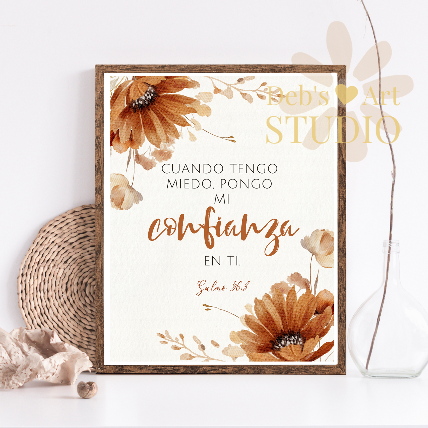 2024 JW Year Text - Spanish Wall Art | Salmo 56:3 | Autumn Flowers