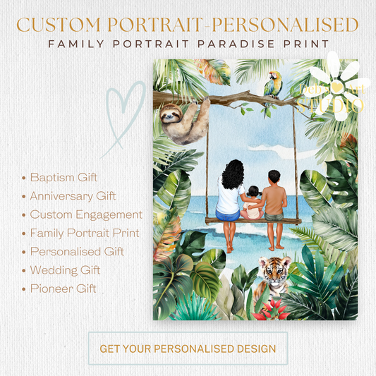 Custom Portrait | Family Custom Print | JW Gift | Baptism | Wall Art