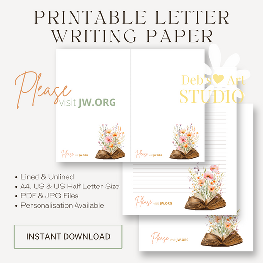 Visit jw.org, JW Letter Writing Paper | Note | Bible Peach flowers