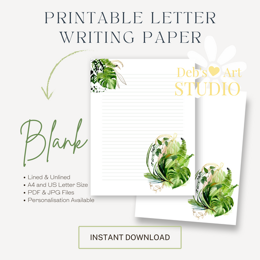 Letter Writing Paper | JW Printable | Letterheads | Monstera Leaves