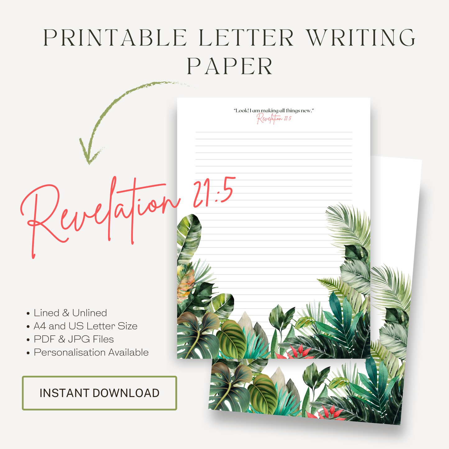 Revelation 21:5, JW Letter Writing Paper | Paradise Forest