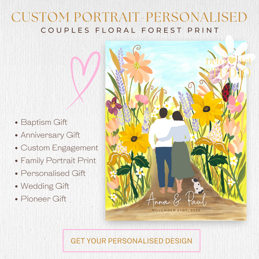 Custom Portrait | Couples Custom Print | JW Anniversary Gift | Wedding