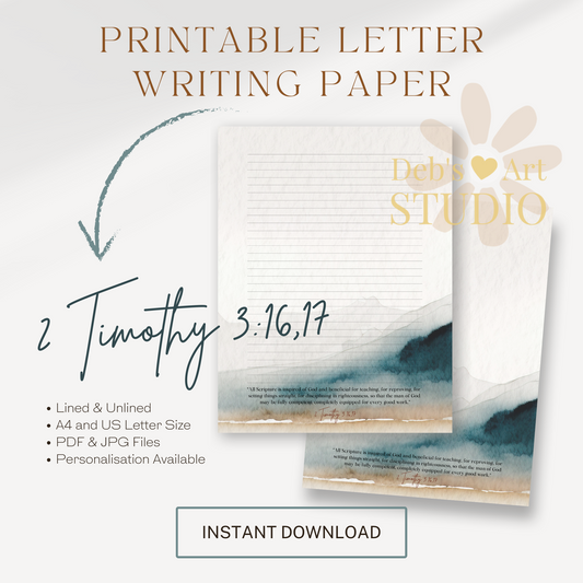 2 Timothy 3:16,17, JW Letter Writing Paper | JW Printable | Watercolour Beach