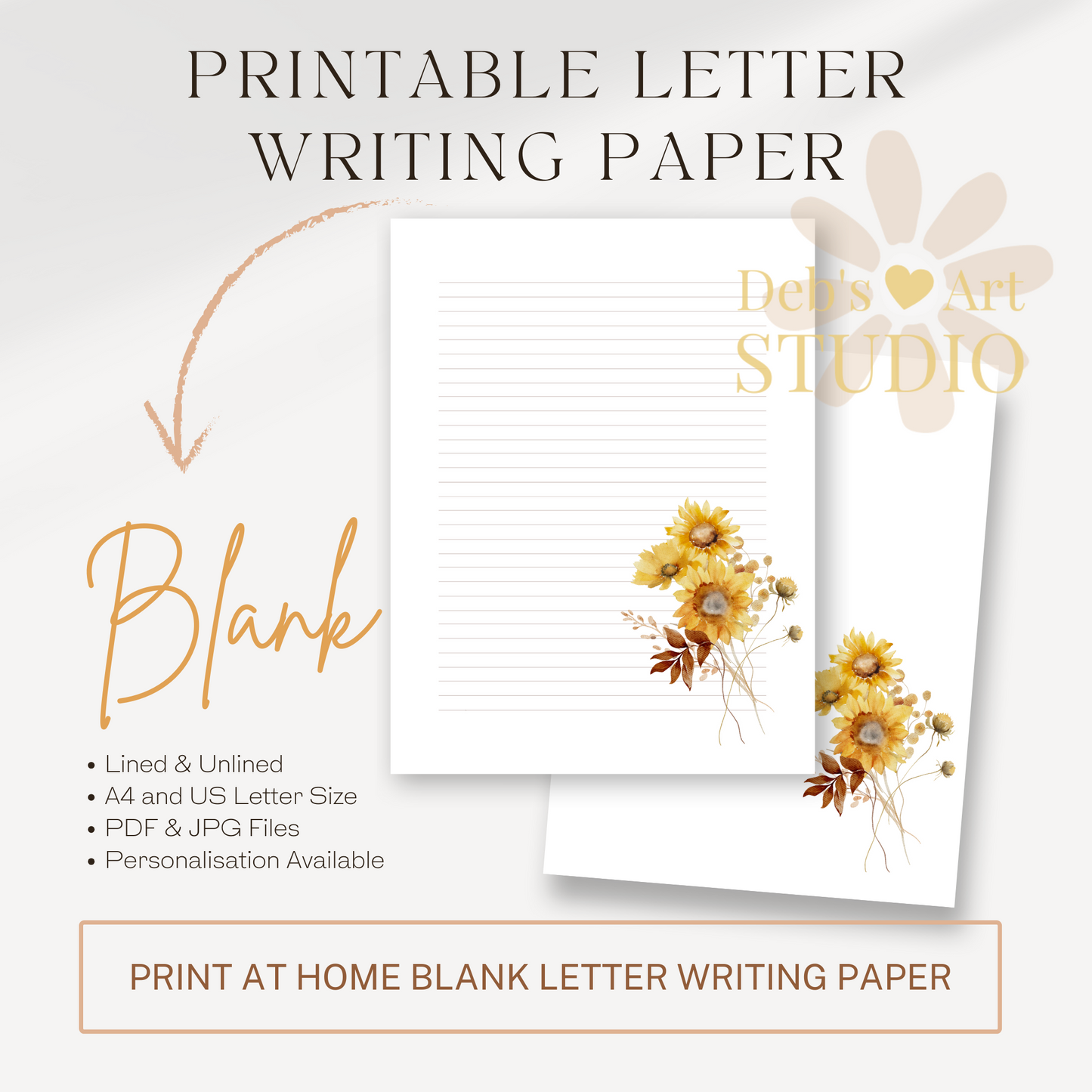 Letter Writing Paper | JW Printable | Letterheads | Sunflower Print