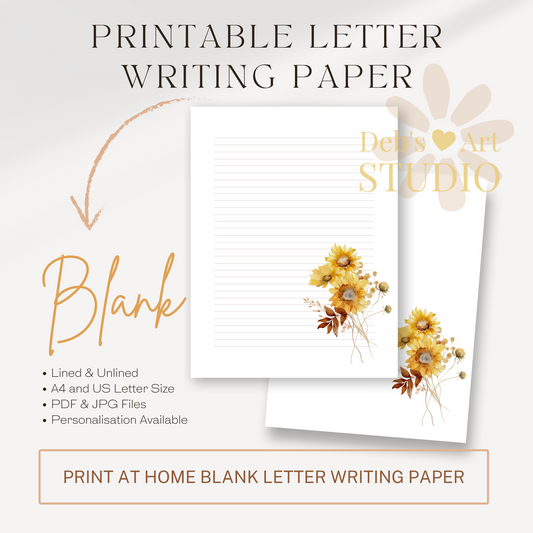 Letter Writing Paper | JW Printable | Letterheads | Sunflower Print