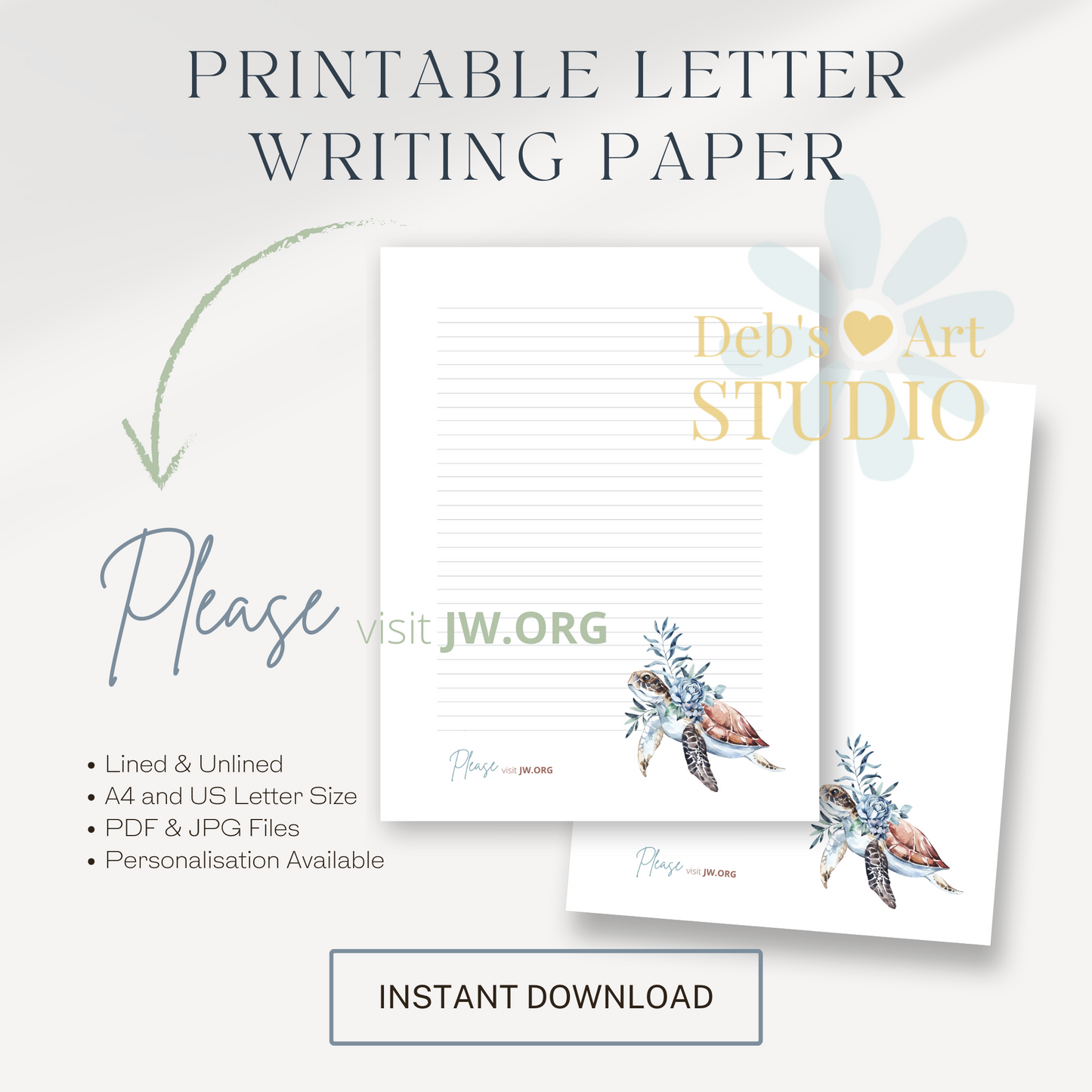 Visit jw.org, JW Letter Writing Paper | Printable Letterhead | Ocean Fauna