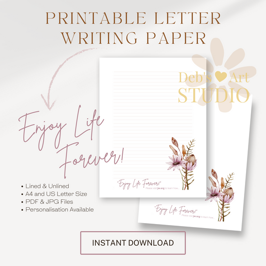 Enjoy Life Forever, JW Letter Writing Paper | Printable Letterhead | Botanicals