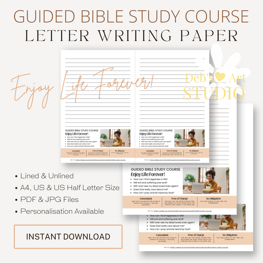 Guided Bible Study Offer, Enjoy Life Forever! JW Letter Writing Paper | Printable Letterhead
