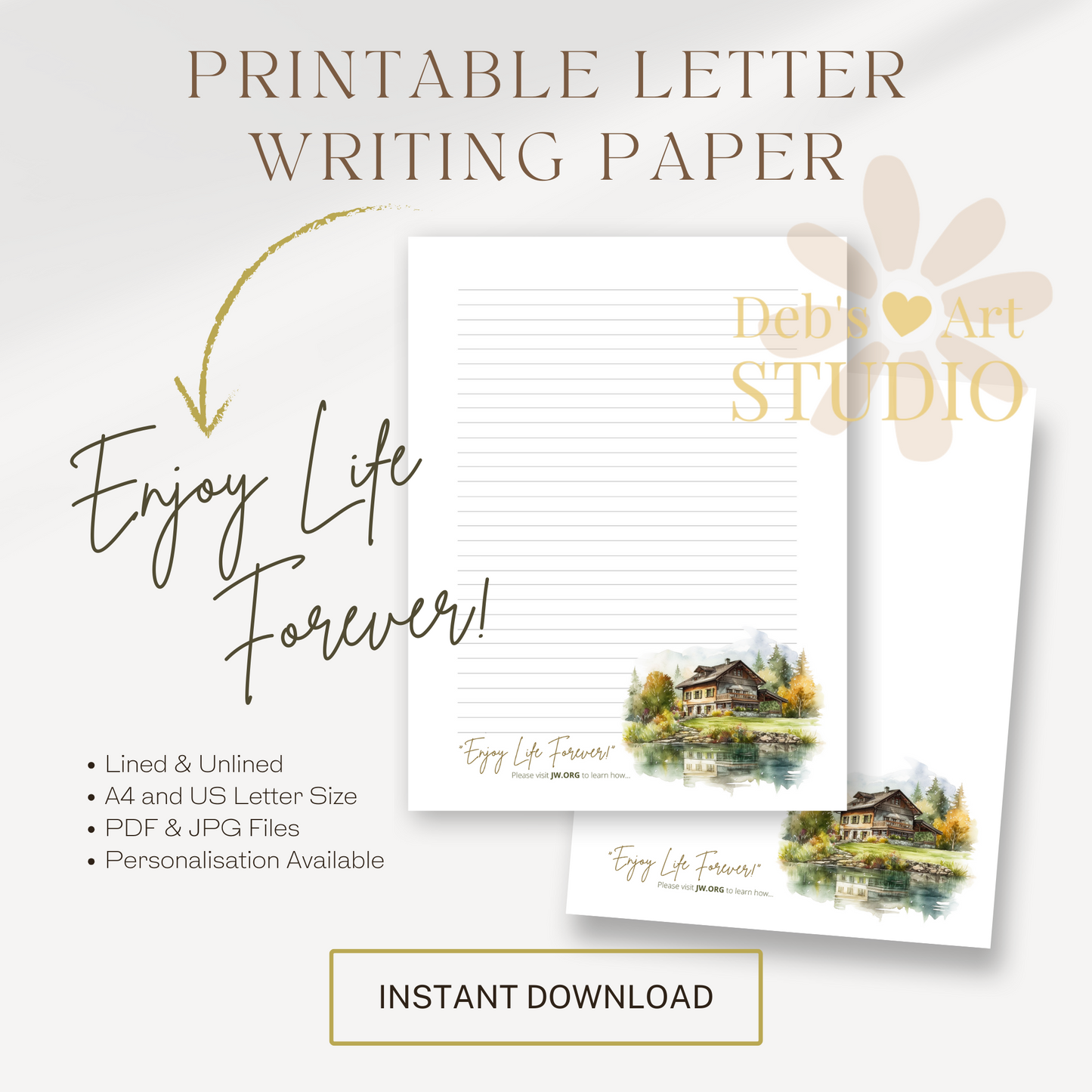 Enjoy Life Forever, JW Letter Writing Paper | Mountain landscape