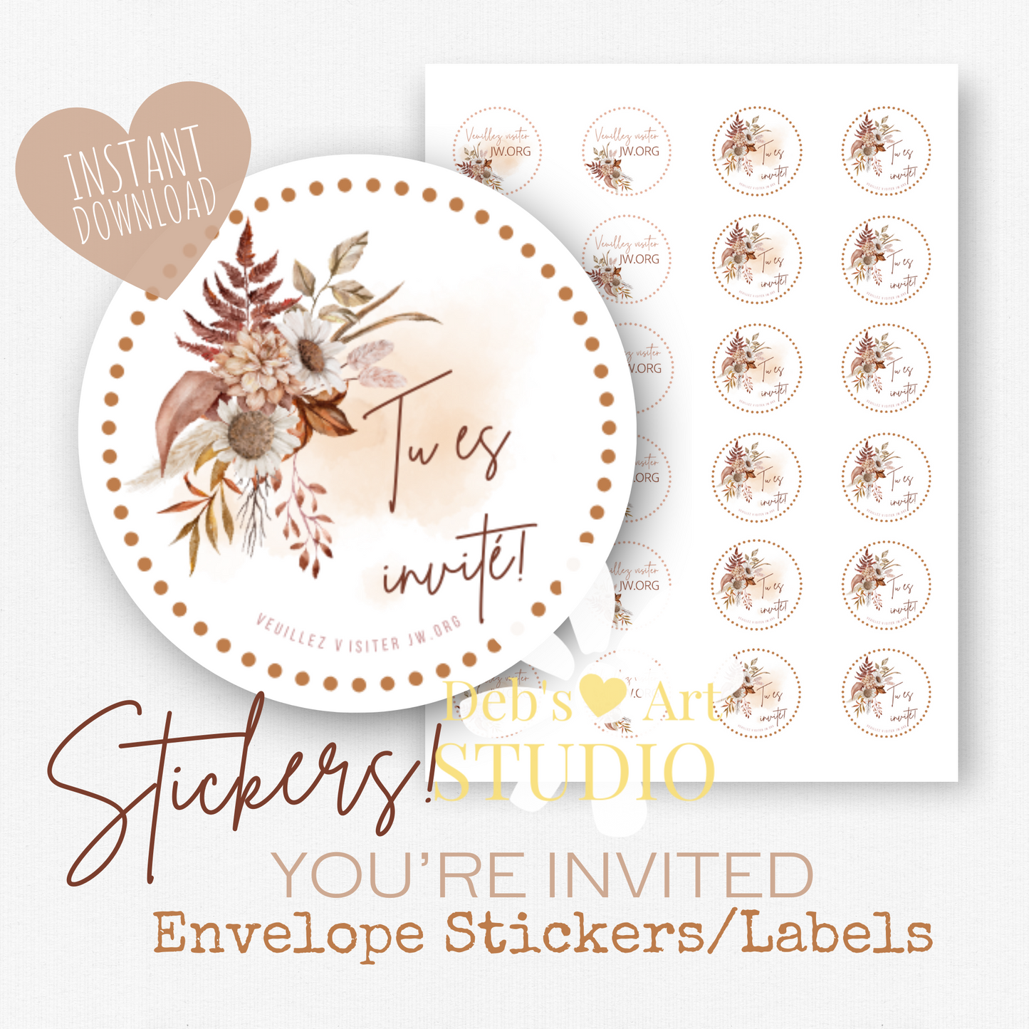 Visit jw.org, French, Envelope Stickers, Memorial Invite, Autumn Boho