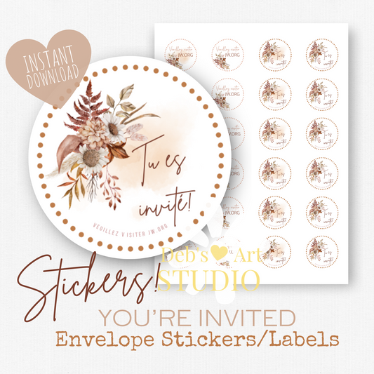 Visit jw.org, French, Envelope Stickers, Memorial Invite, Autumn Boho