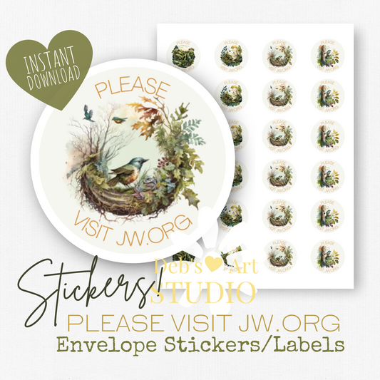 Please Visit jw.org, Envelope Stickers | Forest Birds | JW Gifts
