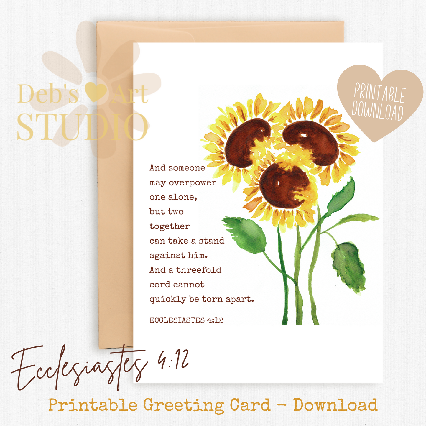 Wedding Card | Ecclesiastes 4:12 | 5x7 Wedding Card | JW Anniversary