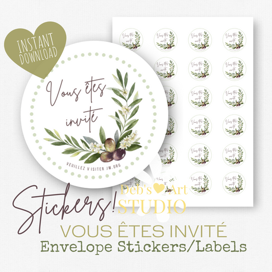 You're Invited | Envelope Stickers | French | Olive Branch