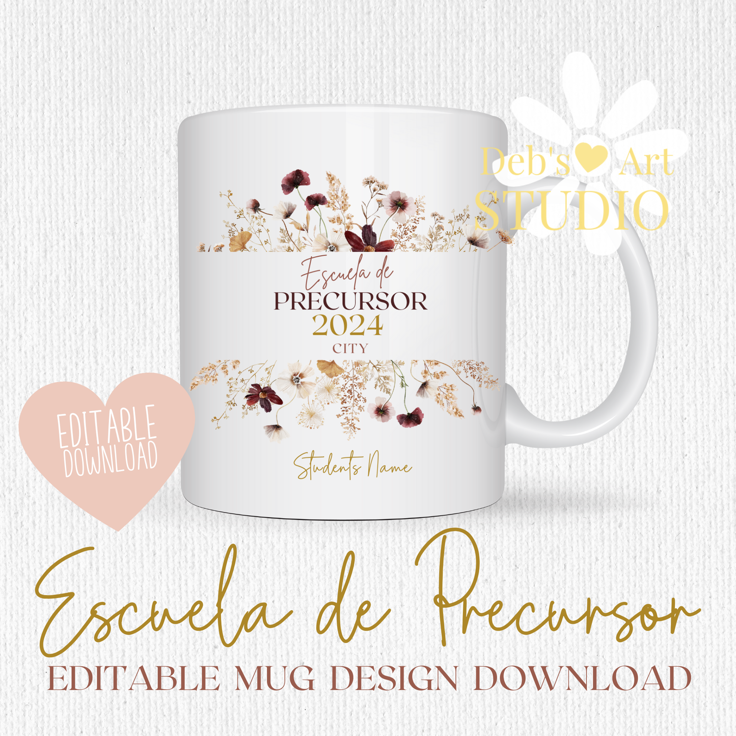 Spanish, Pioneer School Mug Design - Editable | JW Pioneer Gift | Boho