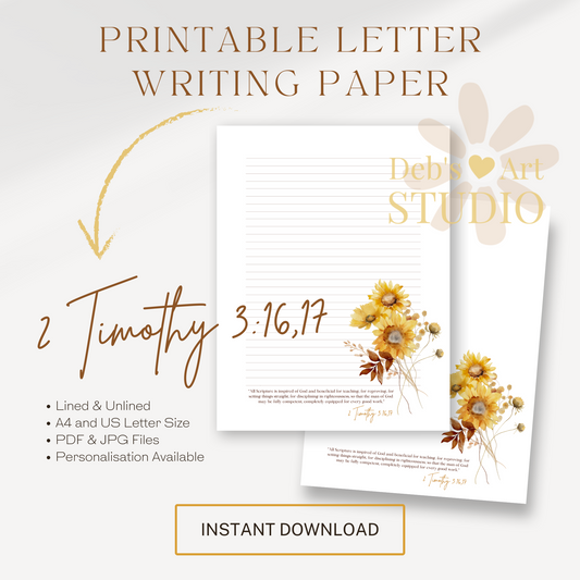 2 Timothy 3:16,17, JW Letter Writing Paper | JW Printable | Sunflowers