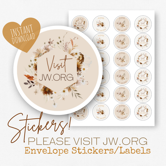 Please Visit jw.org, Envelope Stickers | Fall Boho Flowers