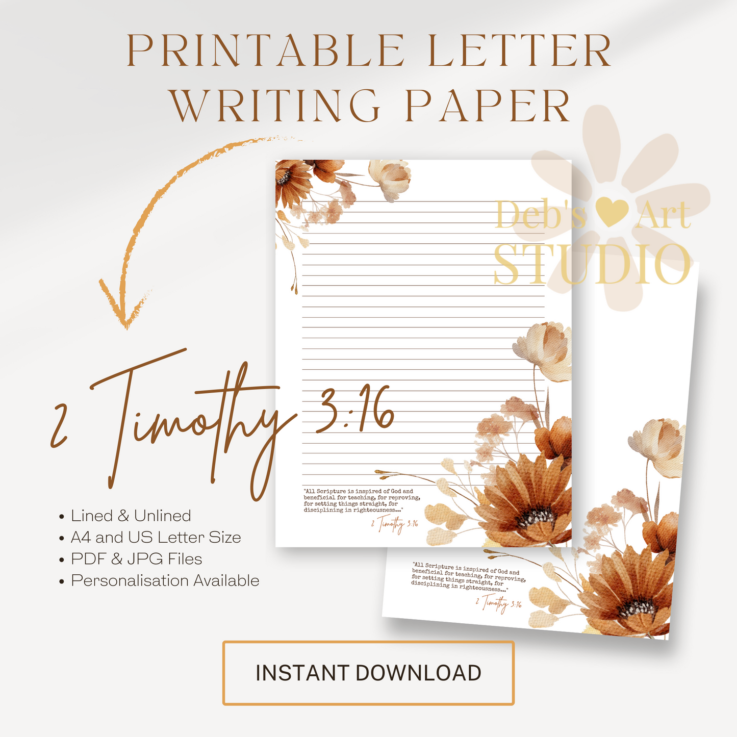 2 Timothy 3:16, JW Letter Writing Paper | JW Printable | Autumn Flowers