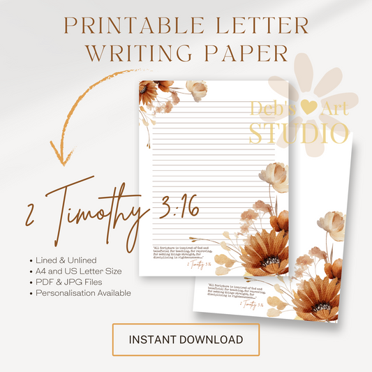 2 Timothy 3:16, JW Letter Writing Paper | JW Printable | Autumn Flowers