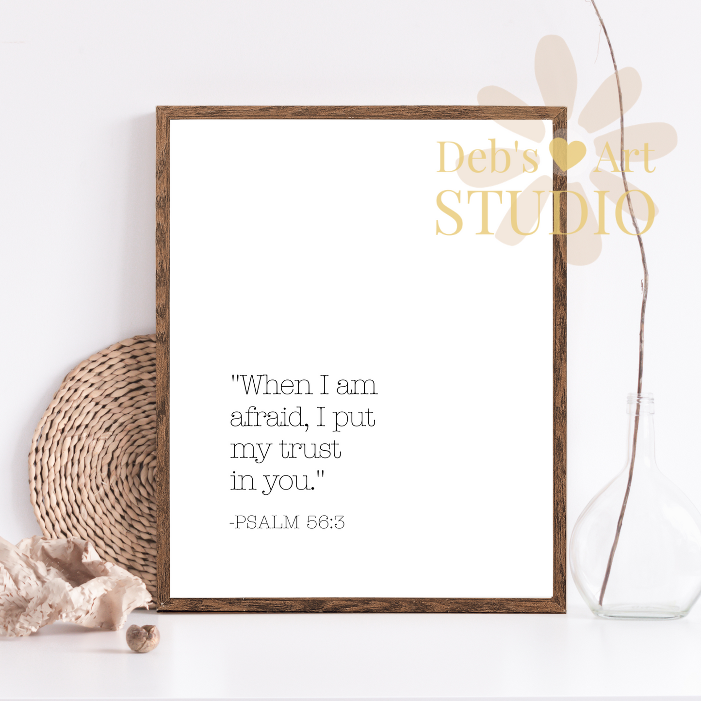 2024 JW Year Text, Bible Verse Wall Art | Psalm 56:3, Typography Print