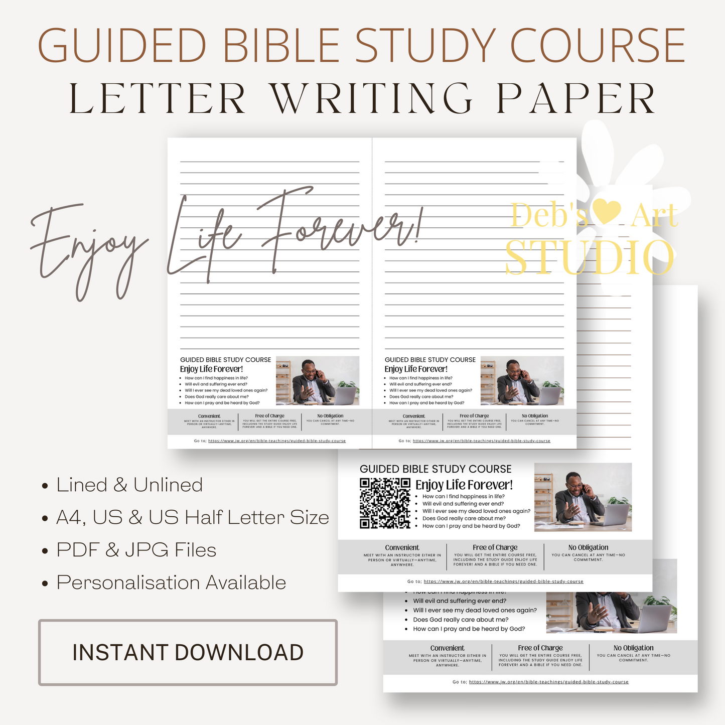 Guided Bible Study Offer, Enjoy Life Forever! JW Letter Writing Paper | Printable Letterhead