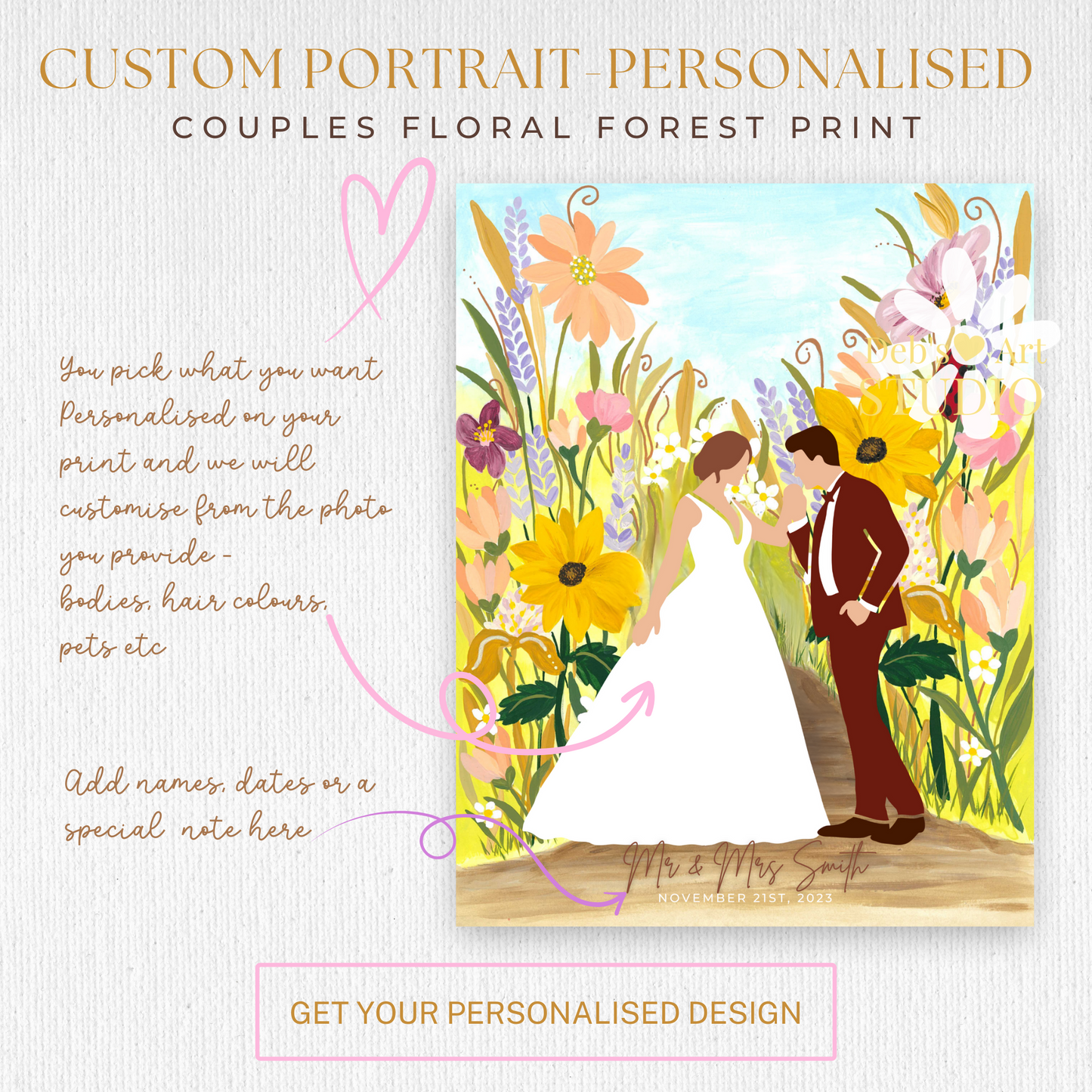 Custom Portrait | Couples Custom Print | JW Anniversary Gift | Wedding