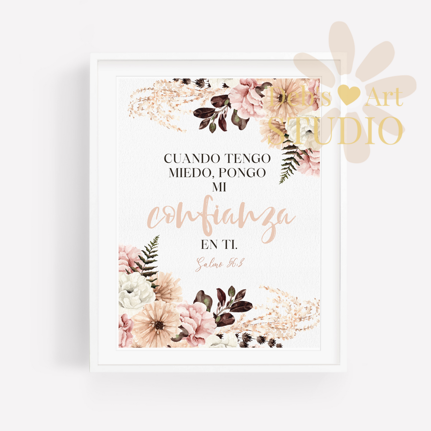 2024 JW Year Text - Spanish Bible Verse Wall Art | Salmo 56:3 | Pink Boho Flowers