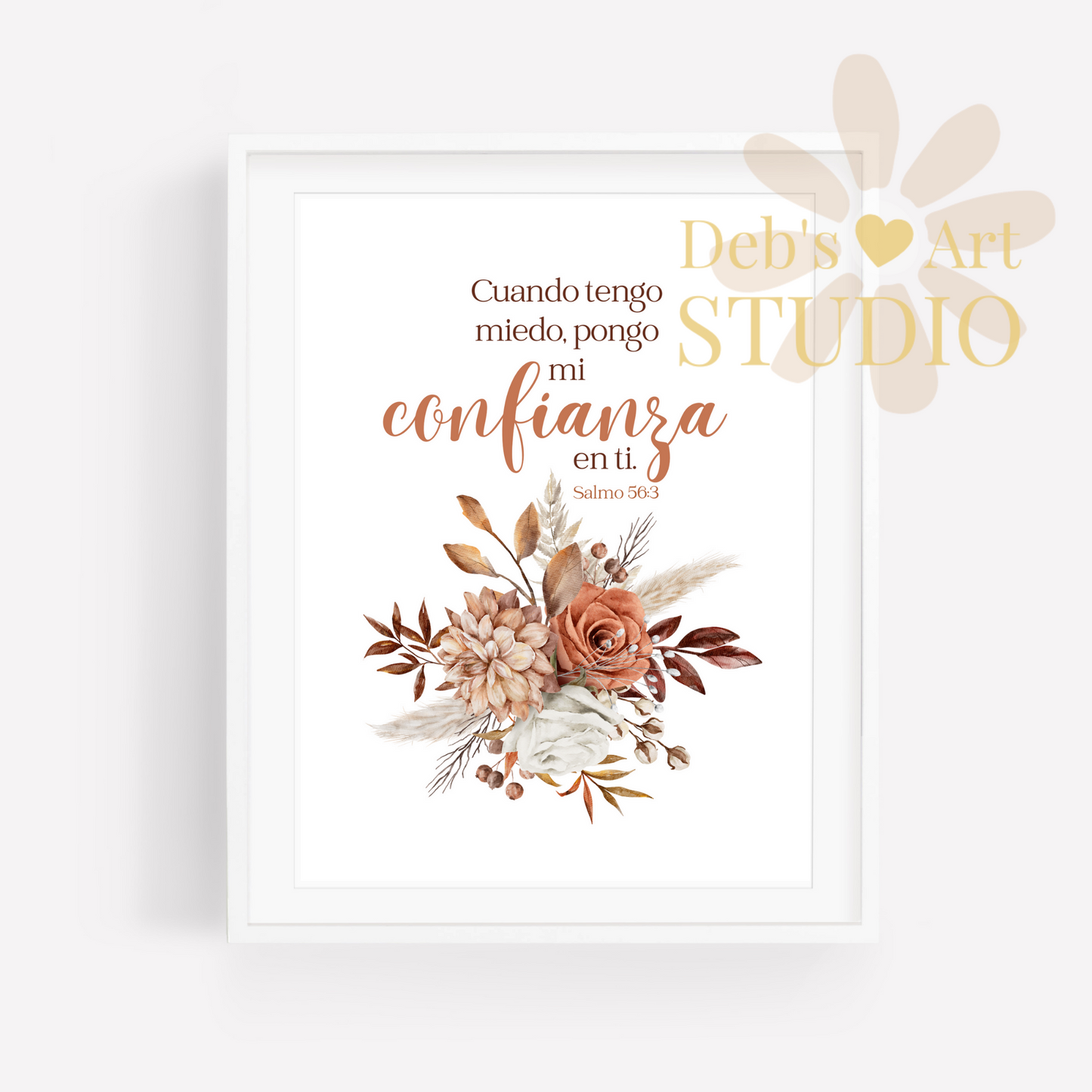 2024 JW Year Text - Spanish Bible Verse Wall Art | Salmo 56:3 | Boho Dried Flowers