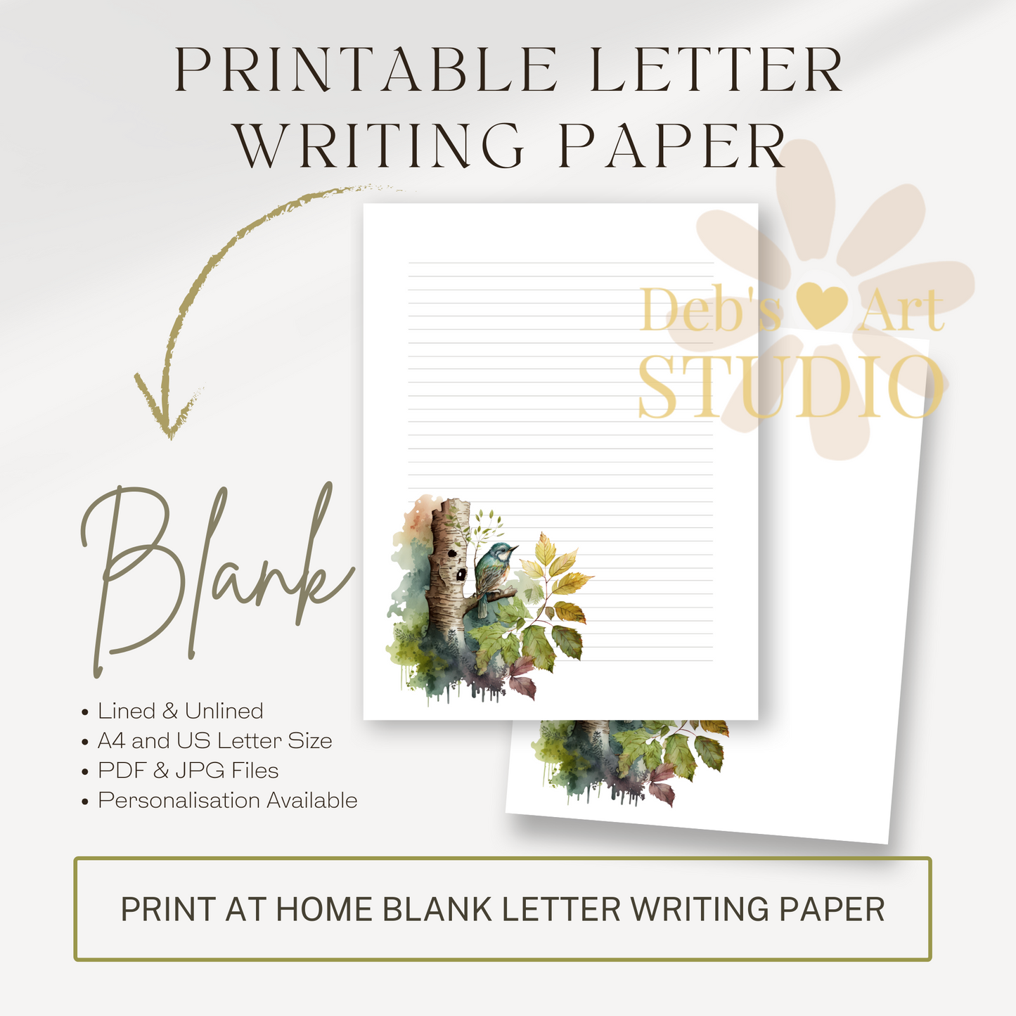 Letter Writing Paper | JW Printable | Letterheads | Forest Birds