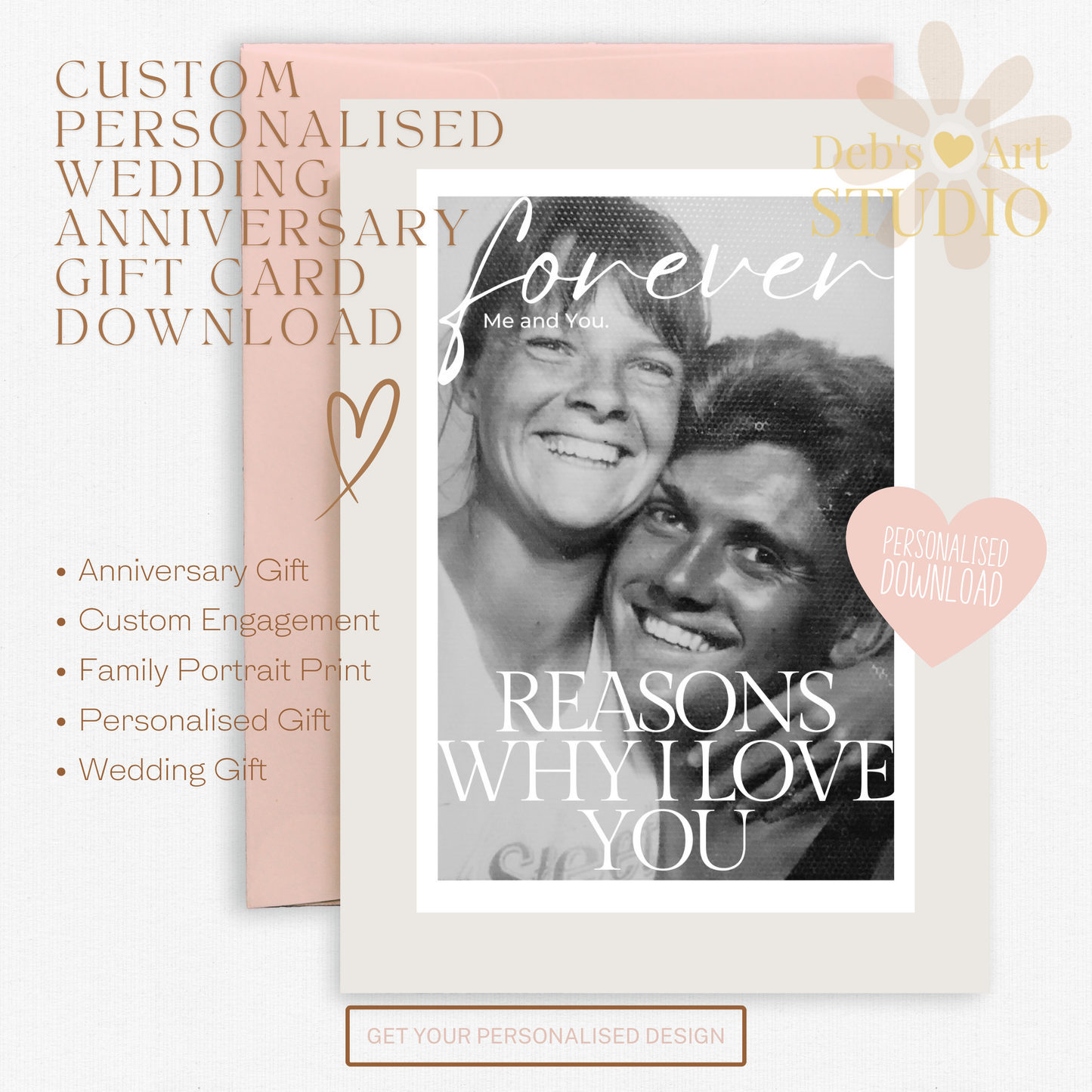 Wedding Anniversary, Personalized Card | 5x7" | Custom Greeting Card