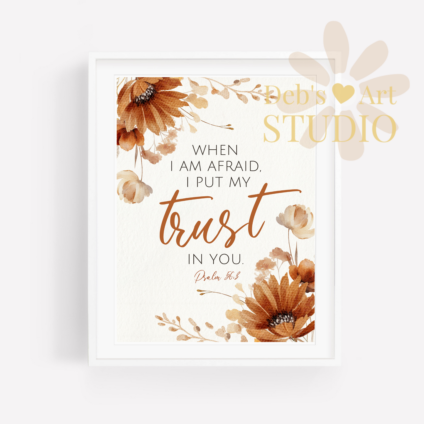 2024 JW Year Text - Bible Verse Wall Art | Psalm 56:3 | Autumn Boho Flowers