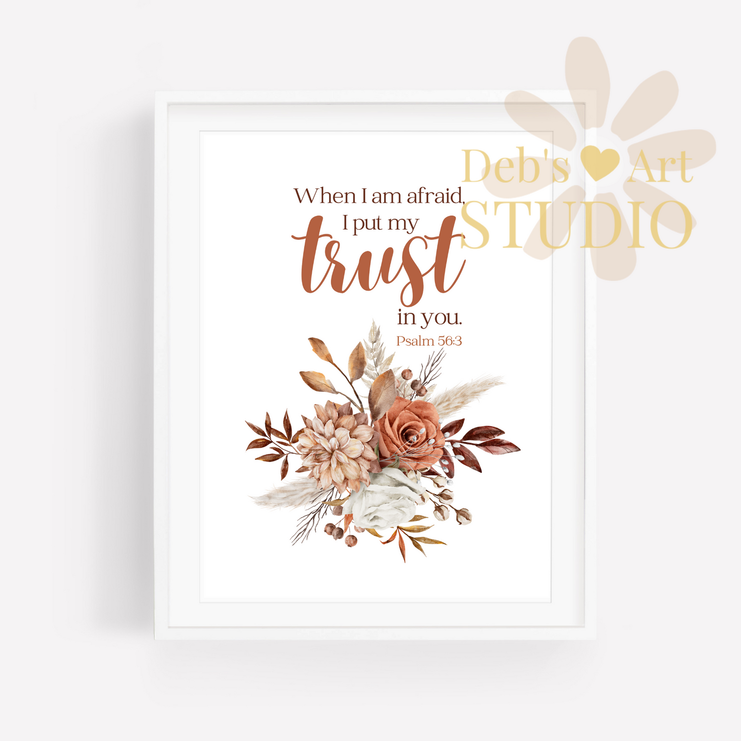 2024 JW Year Text - Bible Verse Wall Art | Psalm 56:3 | Boho Dried Flowers