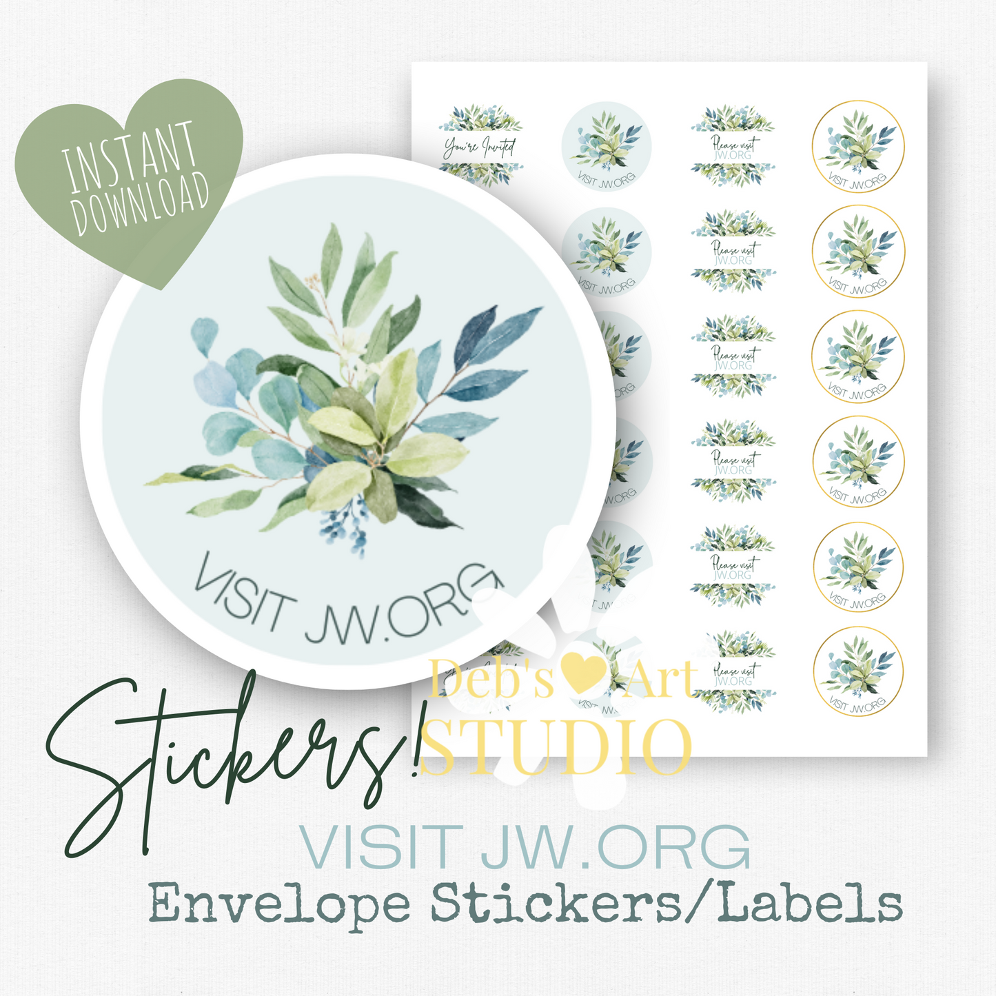 Memorial | Envelope Stickers | JW Letter Writing | Eucalyptus Leaves