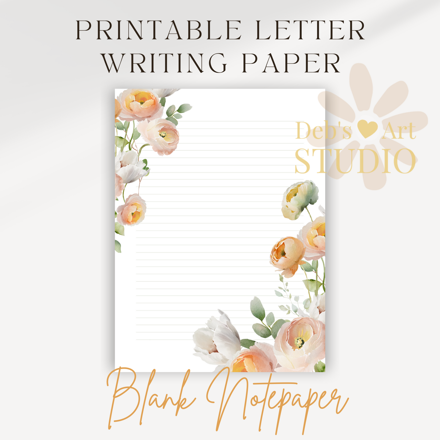 Letter Writing Paper | JW Printable | Letterheads | Peach Poppies