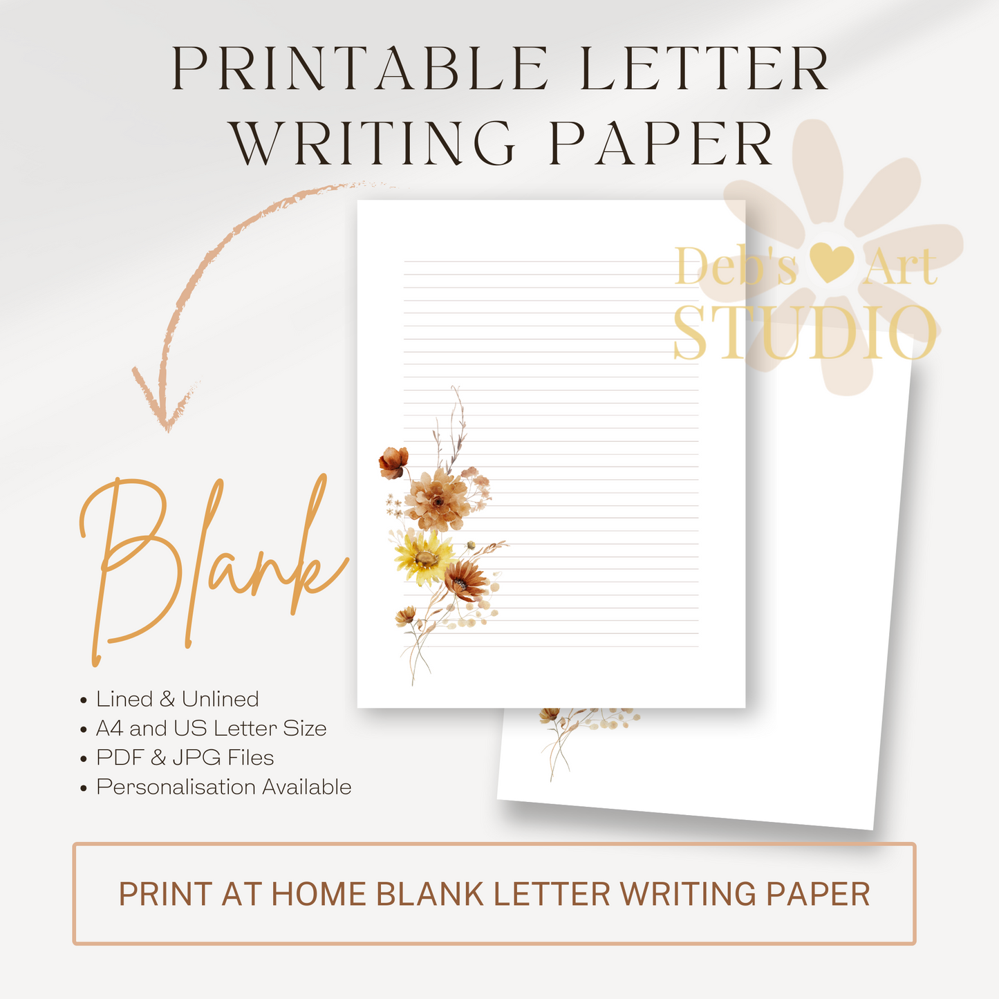 Letter Writing Paper | JW Printable | Letterheads | Sunflower Print