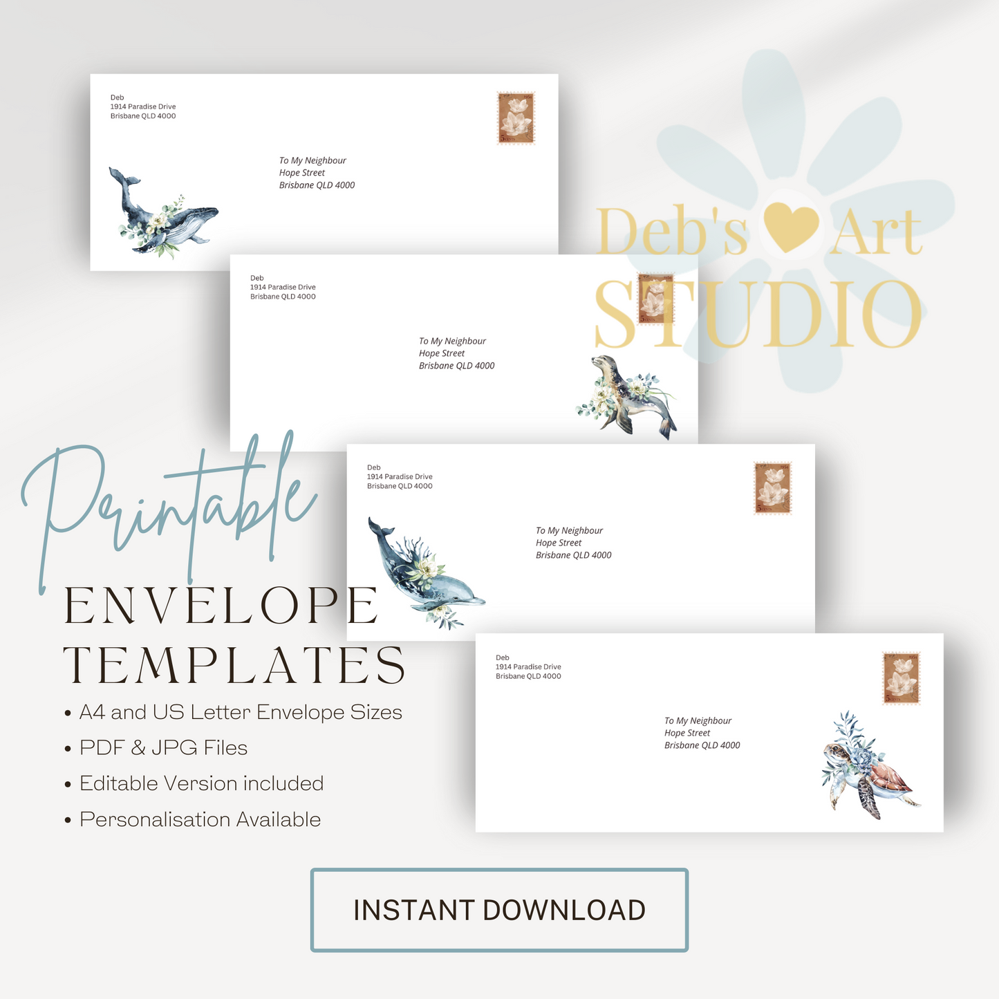 Printable Envelope | JW Printable | Letterheads | Ocean Fauna