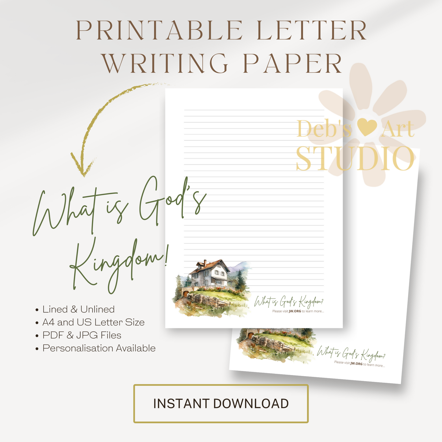 God's Kingdom Letter Writing Paper | JW Letterhead | Mountain landscapes