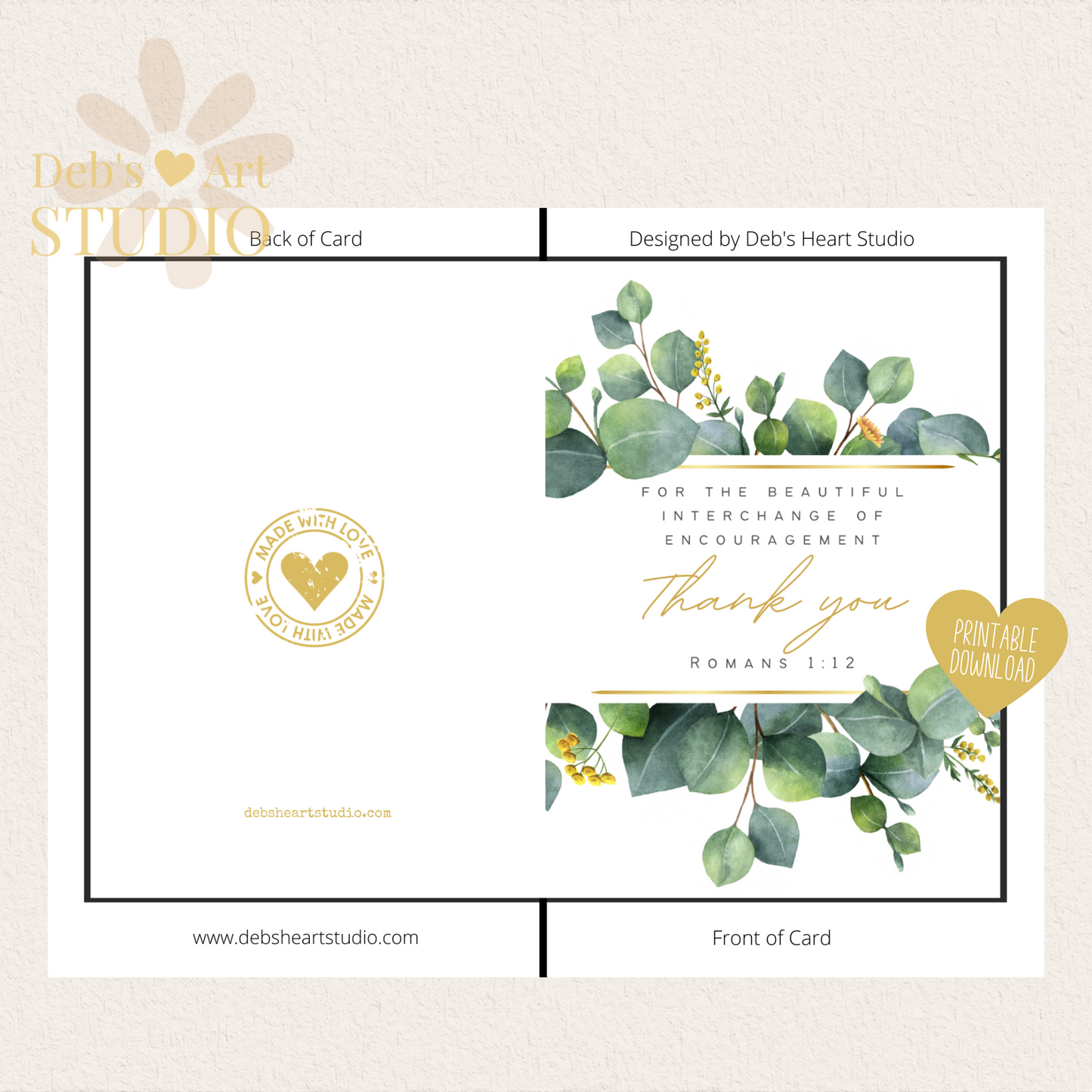 Thank you, Encouragement | Romans 1:12 | Eucalyptus | Printable Card