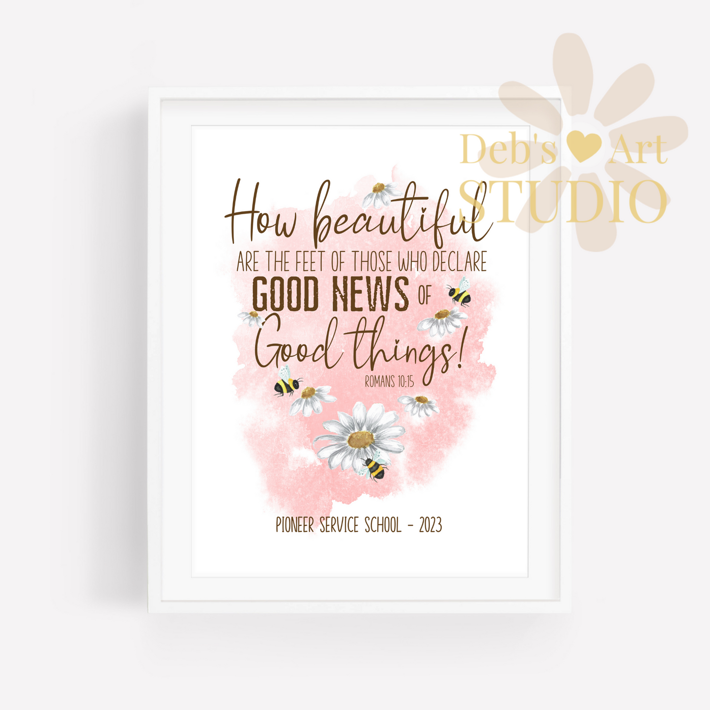 Romans 10:15, Bible Verse Wall Art | JW Pioneer Gifts | Pioneer School | Pink