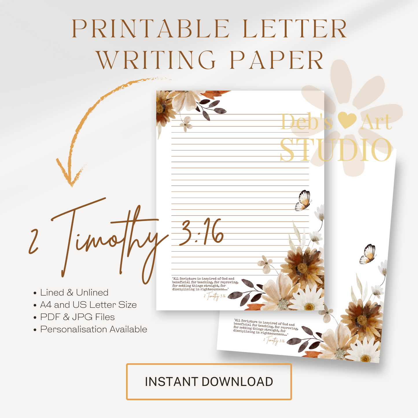 2 Timothy 3:16, JW Letter Writing Paper | JW Printable | Autumn Flowers