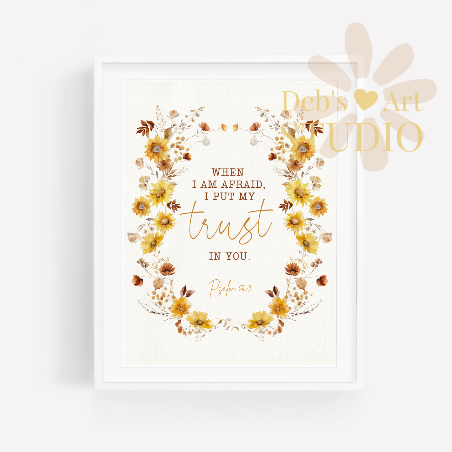 2024 JW Year Text - Bible Verse Wall Art | Psalm 56:3 | Boho Sunflowers