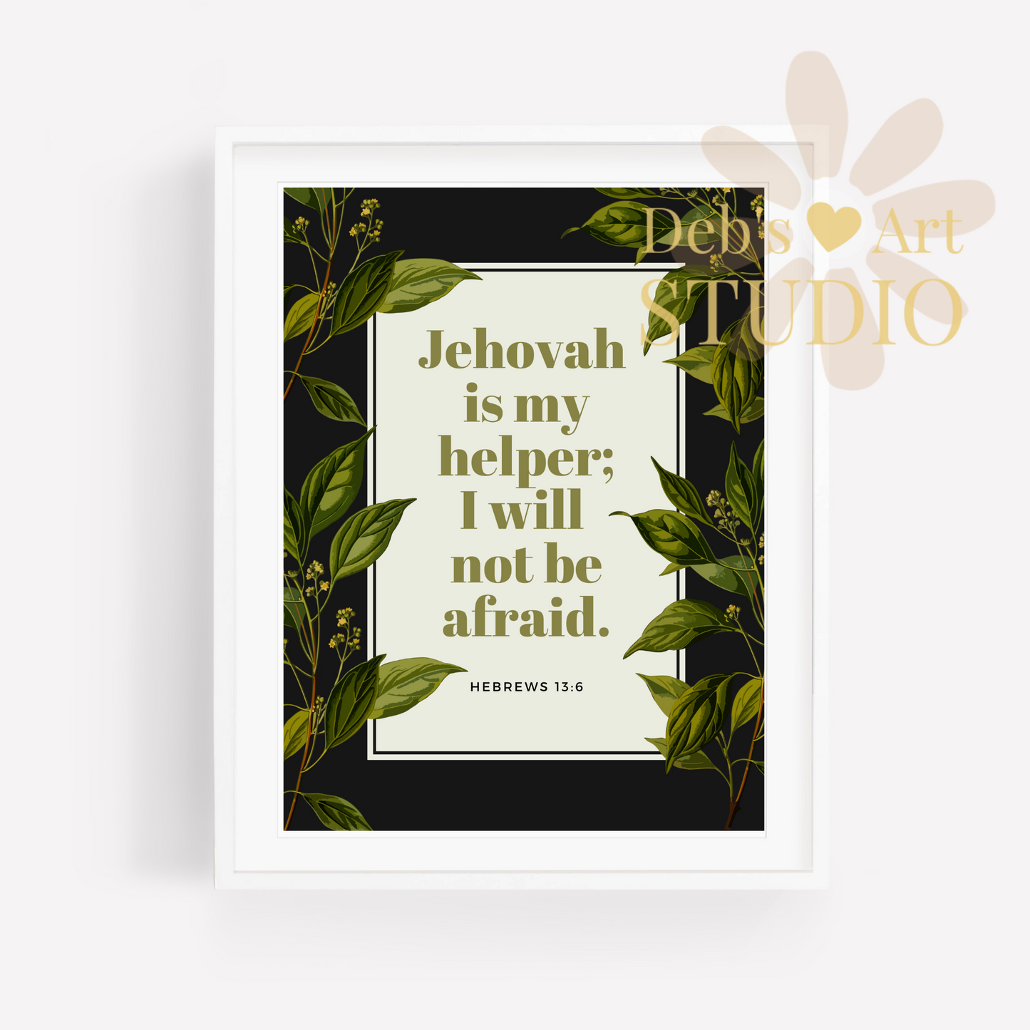 Hebrews 13:6 Bible Verse Wall Art | JW Gift | Botanical Leaves Print