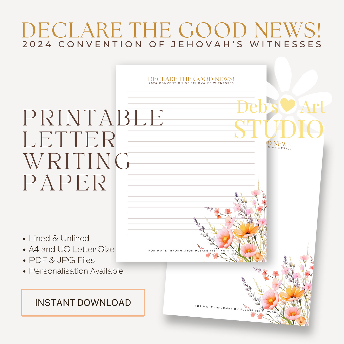 Good News 2024 Convention | JW Letter Writing | Peach Wildflowers