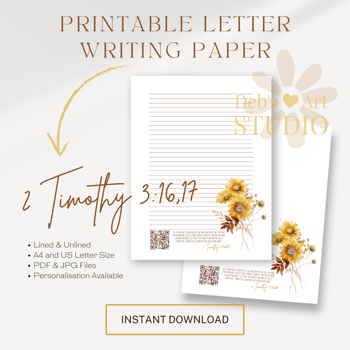 2 Timothy 3:16,17, JW Letter Writing Paper | JW Printable | Sunflowers