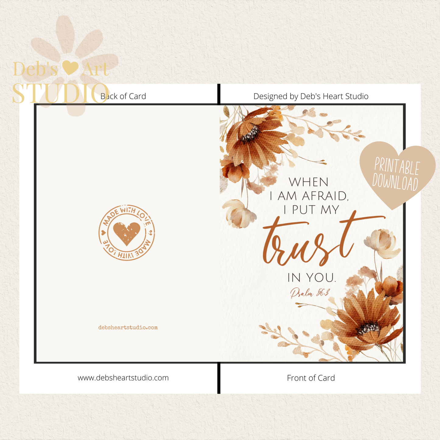 JW Greeting Card | Psalm 56:3 | 2024 Year Text | Autumn Flowers